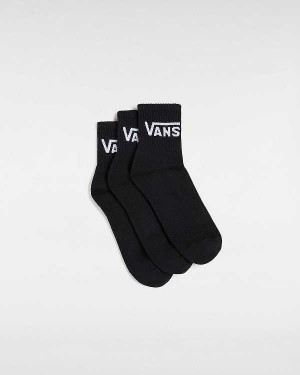 Black Vans Classic Half Crew (3 Pairs) Unisex Socks | VN8043695