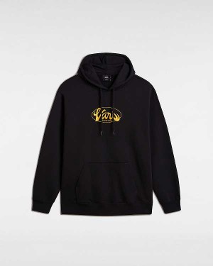 Black Vans Global Line Loose Men Hoodie | VN6087134