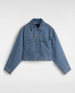 Blue Vans Raynes Denim Crop Women Jacket | VN4258079