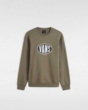 Brown Vans Spray On Loose Crew Men Sweatshirt | VN9748051