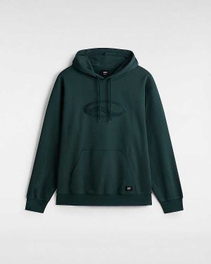 Green Vans Oval Loose Men Hoodie | VN9861450