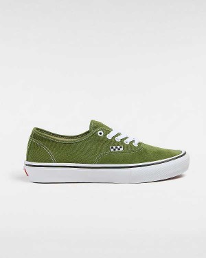 Green / White Vans Authentic Women Skate Shoes | VN9841325
