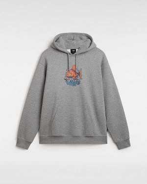 Grey Vans Fish loose Men Hoodie | VN9108476