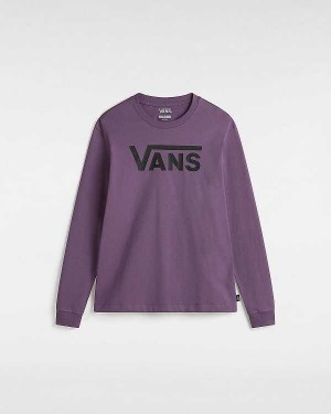 Purple Vans Flying V Classic Long Sleeve Women T Shirts | VN8731940
