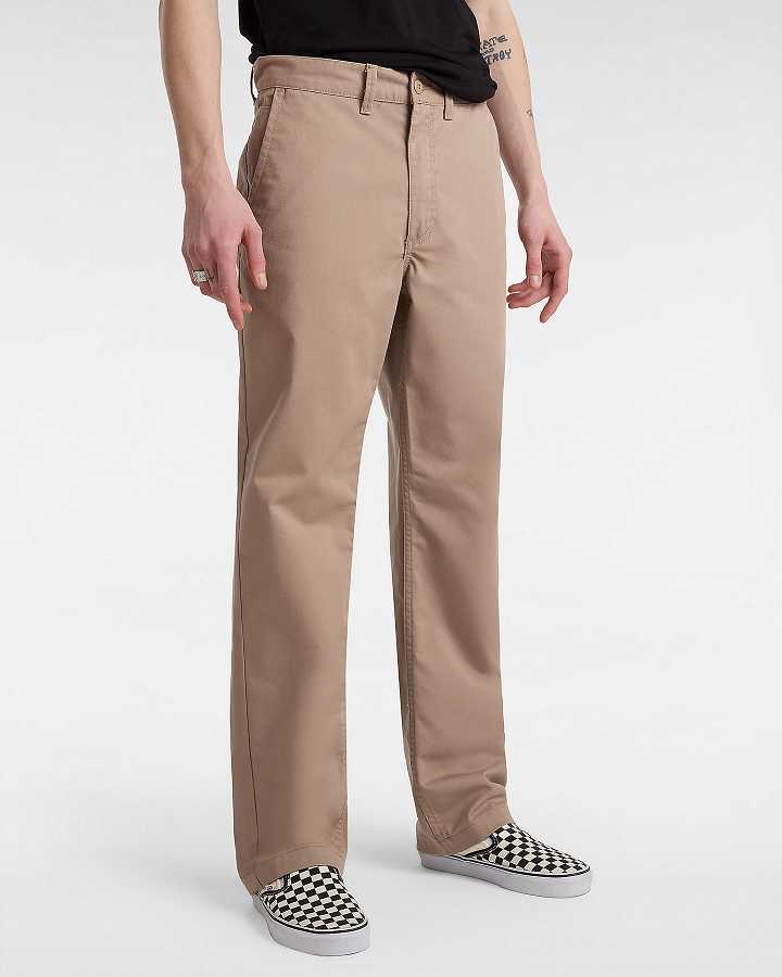 Beige Vans Authentic Chino Relaxed Men Pants | VN5876019
