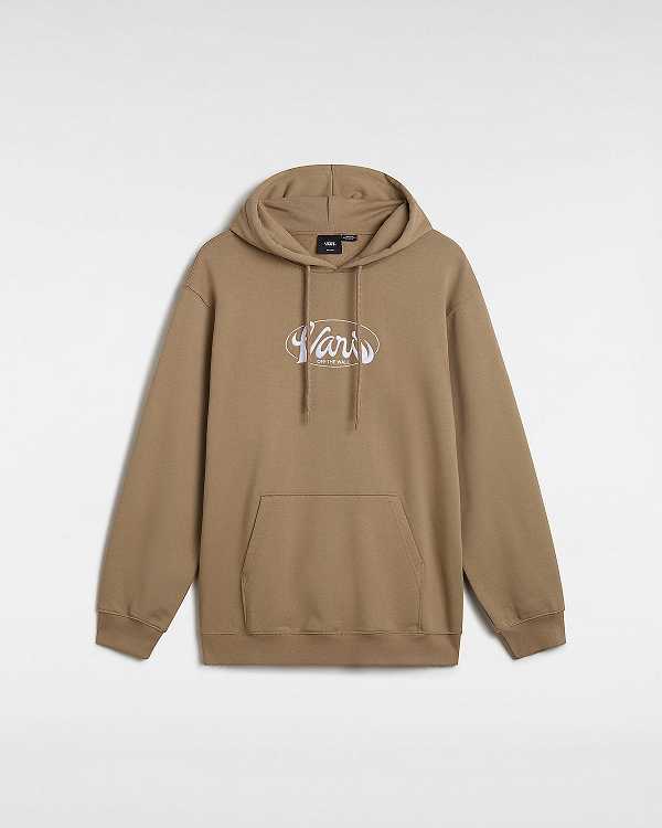 Beige Vans Global Line Loose Men Hoodie | VN7864205