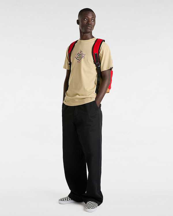 Beige Vans Orbits Men T Shirts | VN5203487
