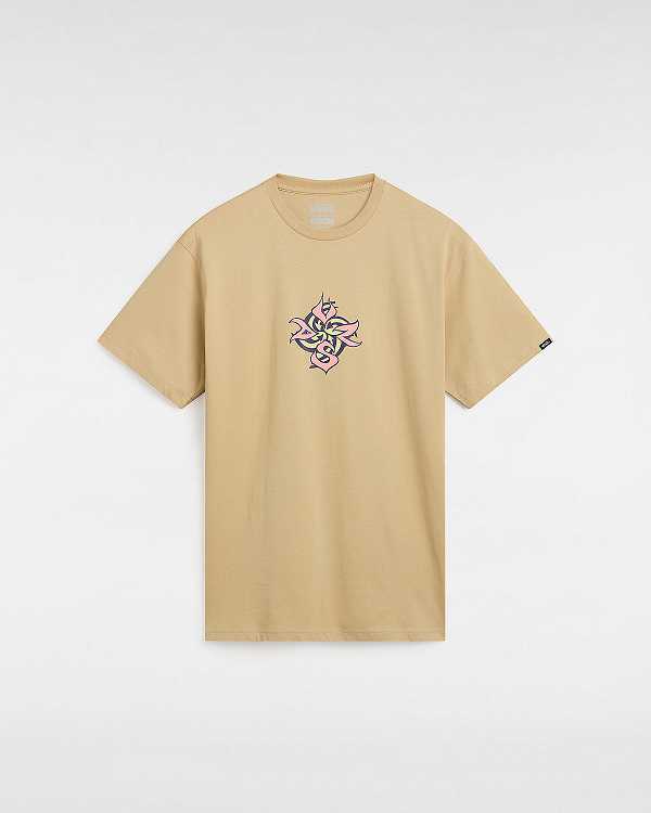 Beige Vans Orbits Men T Shirts | VN5203487