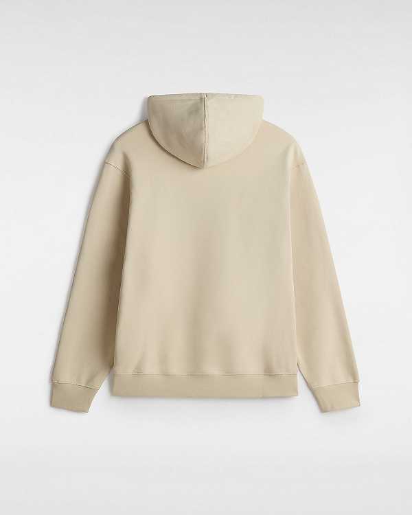 Beige Vans Oval Loose Men Hoodie | VN0185647