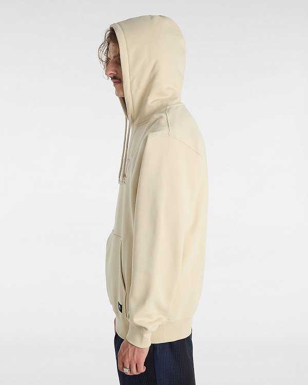 Beige Vans Oval Loose Men Hoodie | VN0185647