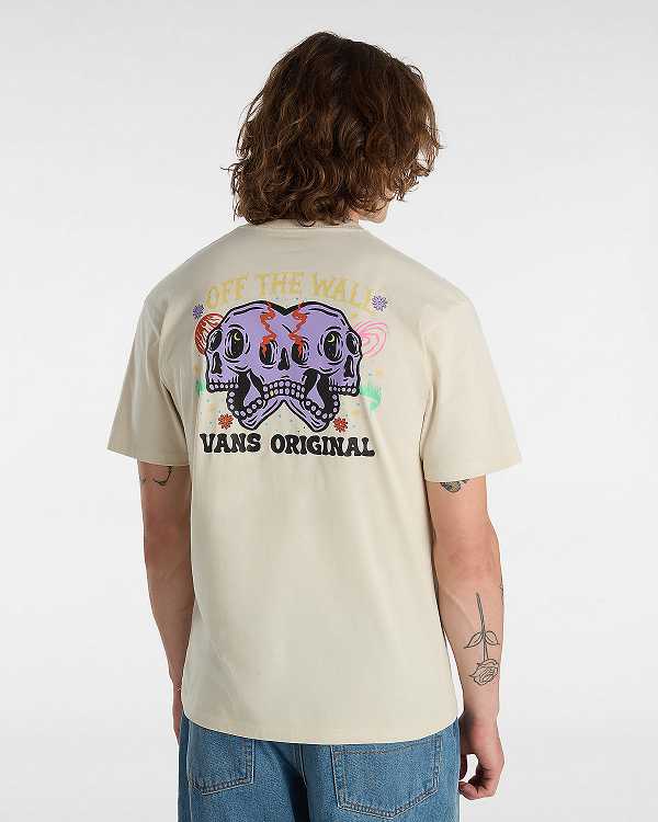 Beige Vans Skull Void Classic Men T Shirts | VN9541782