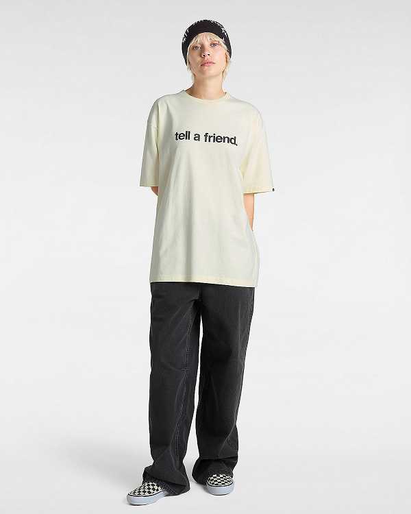 Beige Vans Tell a Friend Women T Shirts | VN1895237