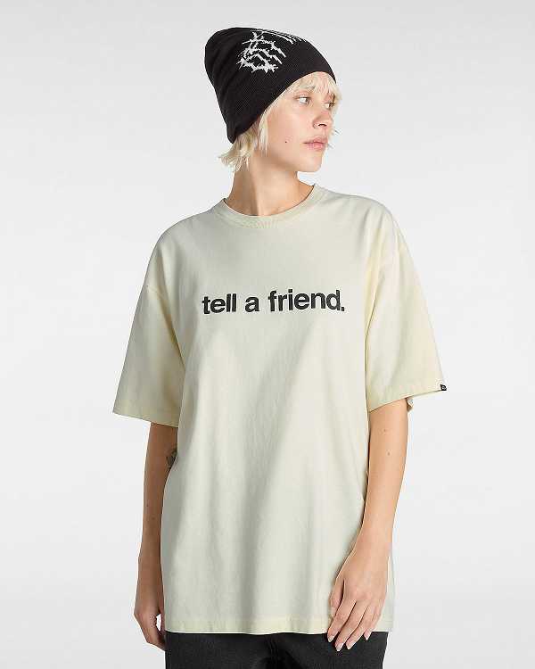 Beige Vans Tell a Friend Women T Shirts | VN1895237