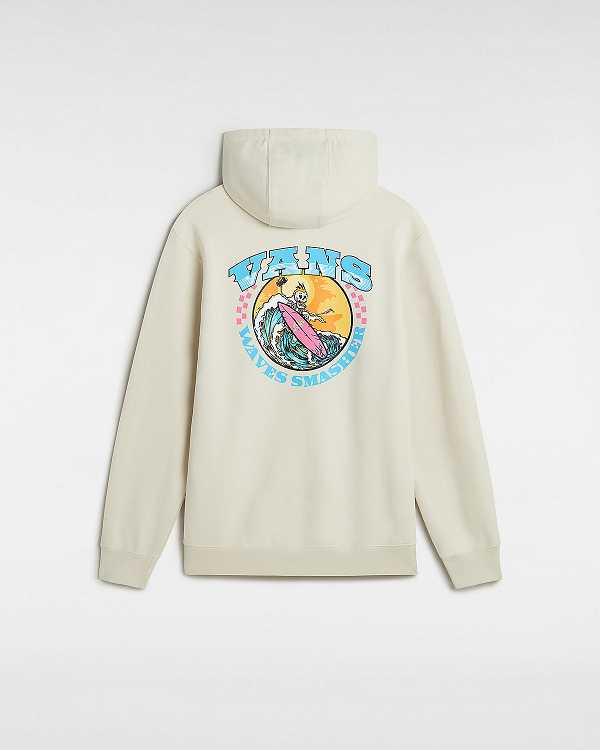 Beige Vans True Waves Men Hoodie | VN6154982