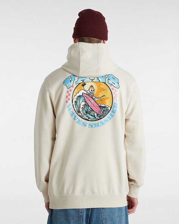Beige Vans True Waves Men Hoodie | VN6154982