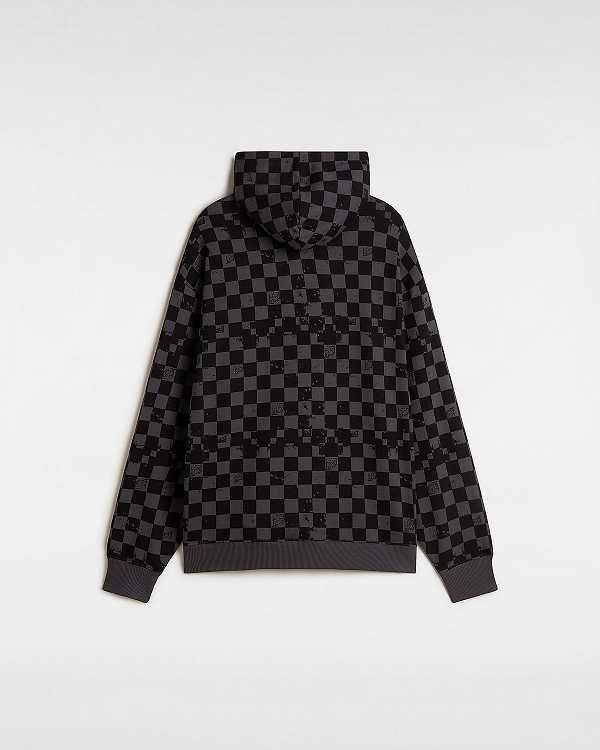 Black Vans Allover Check Women Hoodie | VN3482915