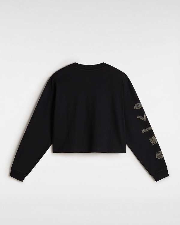 Black Vans Breaker Long Sleeve Women T Shirts | VN4705291