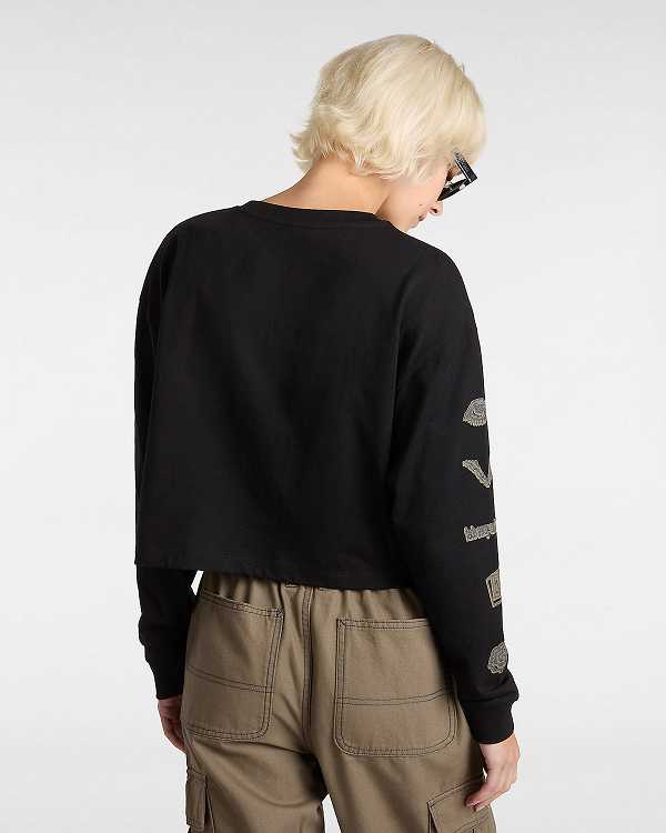 Black Vans Breaker Long Sleeve Women T Shirts | VN4705291