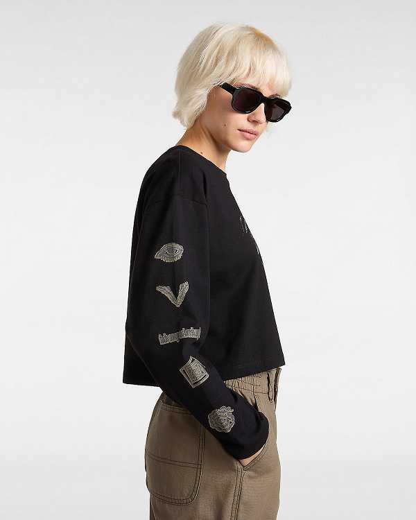 Black Vans Breaker Long Sleeve Women T Shirts | VN4705291