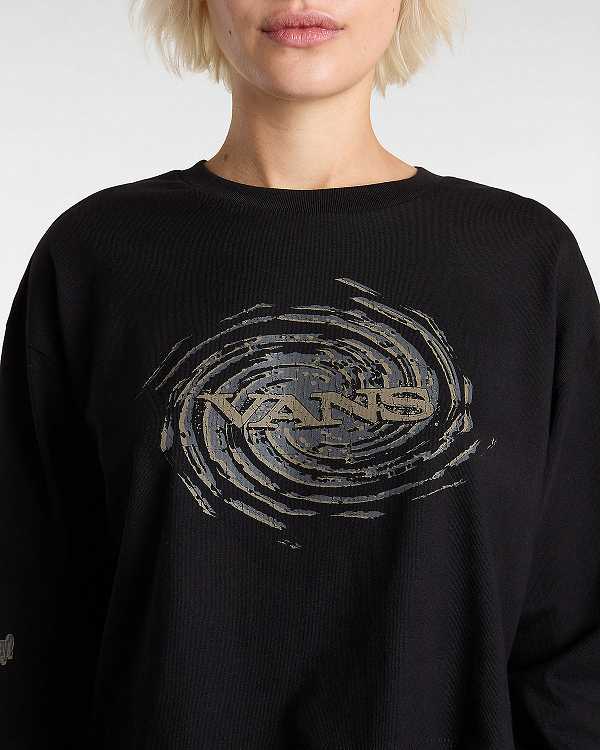 Black Vans Breaker Long Sleeve Women T Shirts | VN4705291