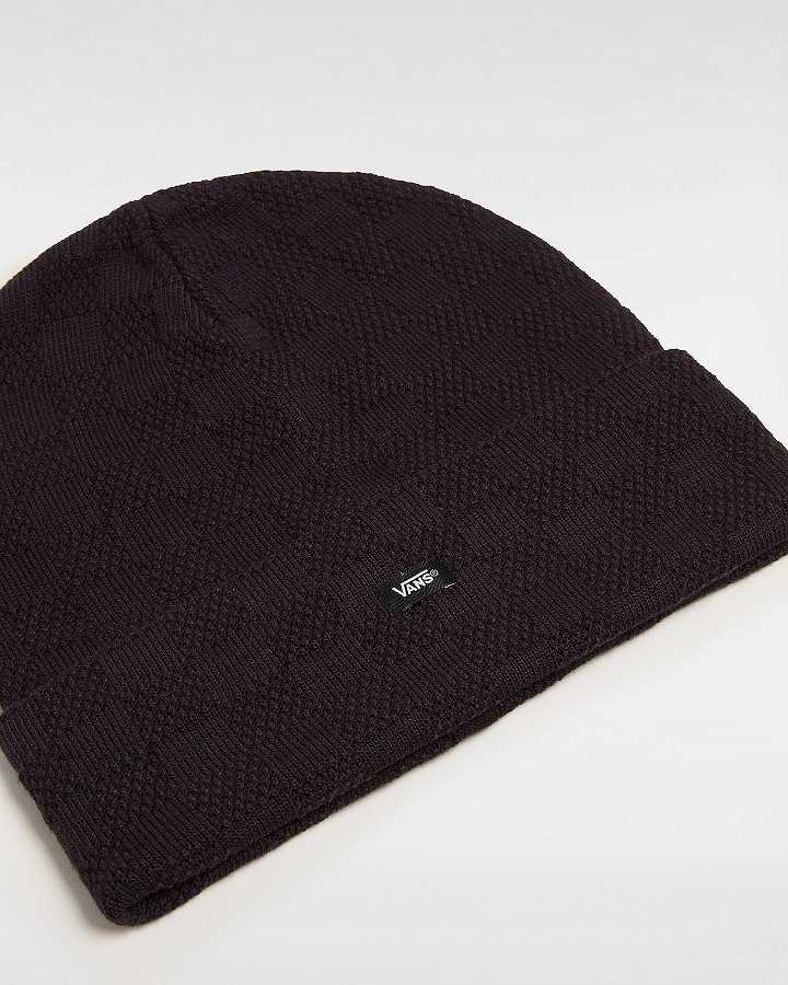 Black Vans Check Tall Cuff Unisex Beanie | VN6912750