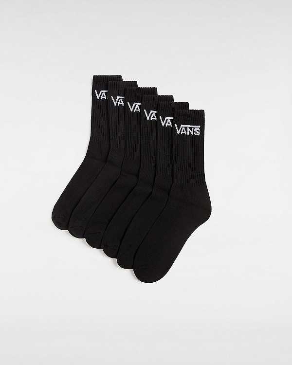 Black Vans Classic Crew (6 Pairs) Unisex Socks | VN5642310