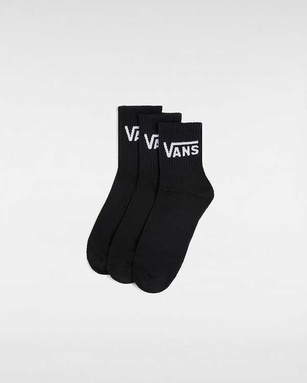 Black Vans Classic Half Crew (3 Pairs) Unisex Socks | VN8043695