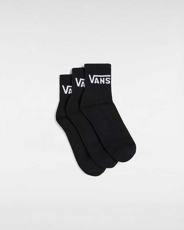 Black Vans Classic Half Crew (3 Pairs) Unisex Socks | VN8043695