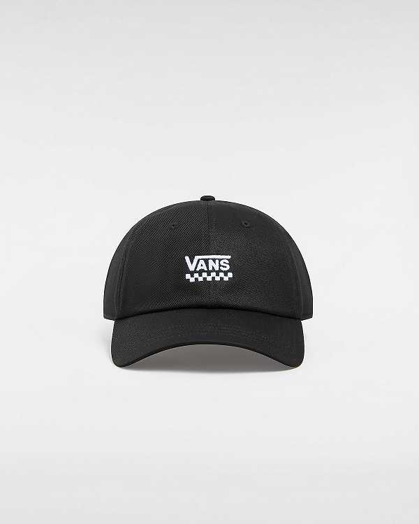 Black Vans Court Side Curved Bill Jockey Unisex Hats | VN4531076