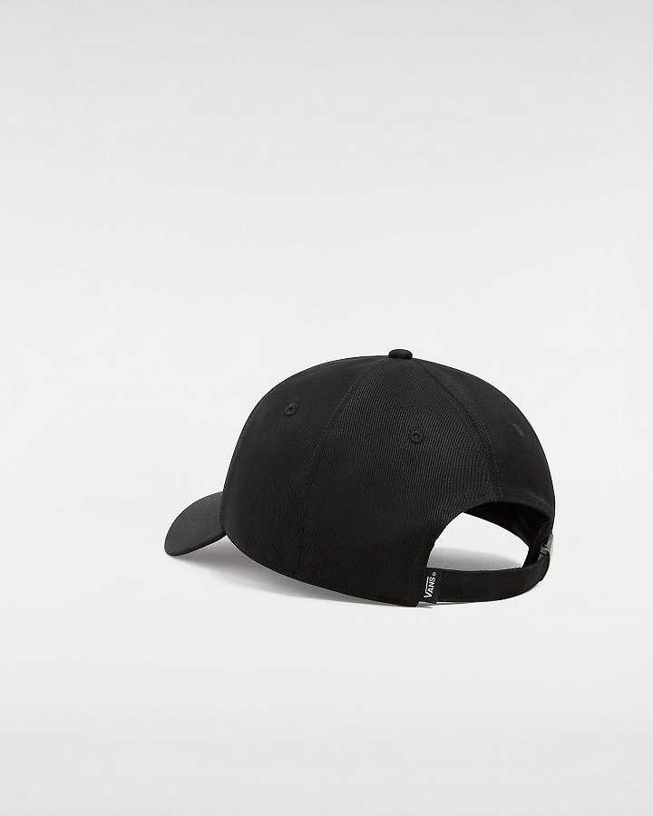 Black Vans Court Side Curved Bill Jockey Unisex Hats | VN4531076