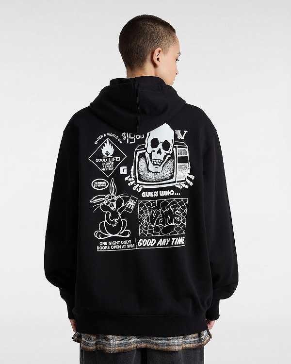 Black Vans Crazy Eddy 66 Loose Men Hoodie | VN0892465