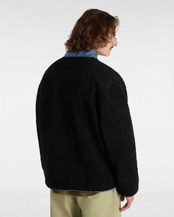 Black Vans Debrusk Loose Sherpa Men Sweatshirt | VN1504639