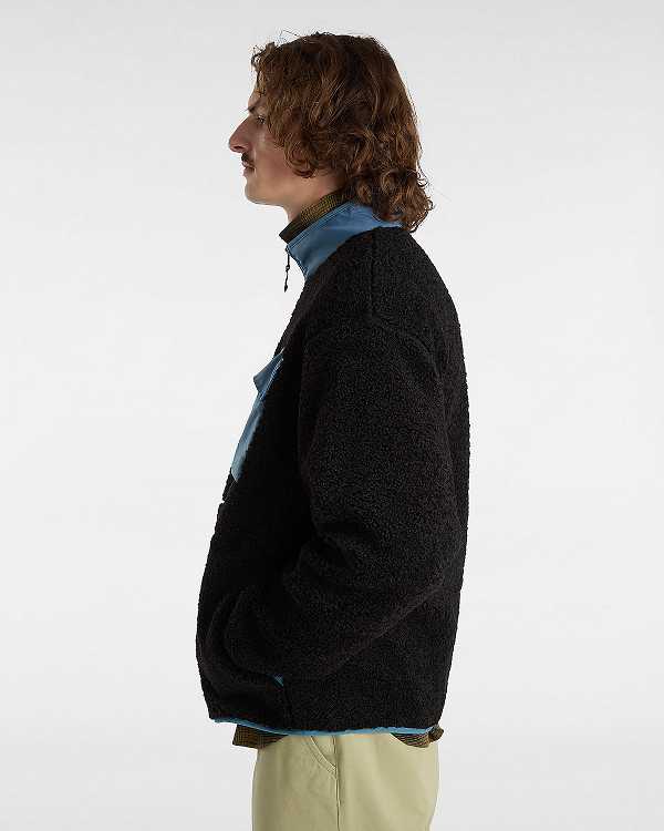 Black Vans Debrusk Loose Sherpa Men Sweatshirt | VN1504639