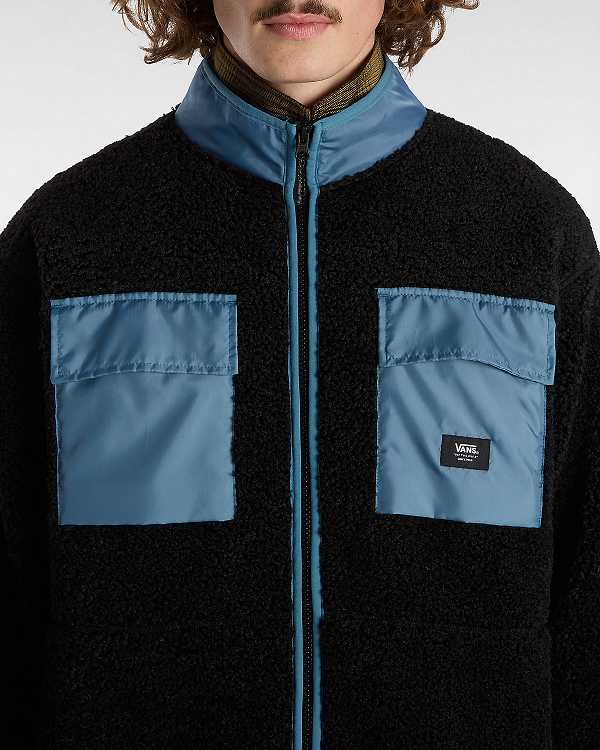 Black Vans Debrusk Loose Sherpa Men Sweatshirt | VN1504639