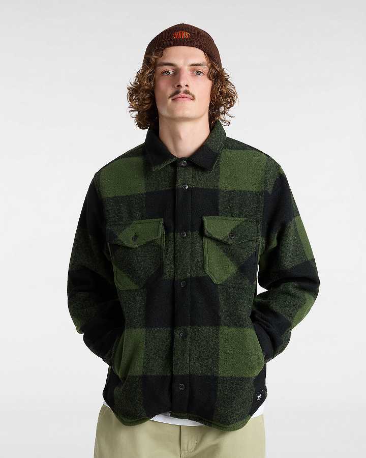 Black Vans Denby Fuzzy Shacket Men Shirts | VN7361820