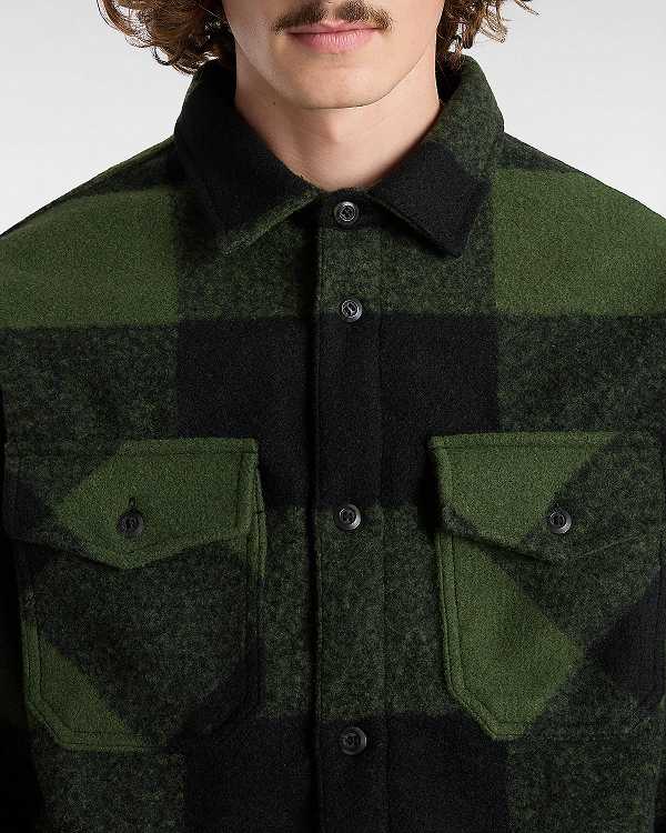 Black Vans Denby Fuzzy Shacket Men Shirts | VN7361820
