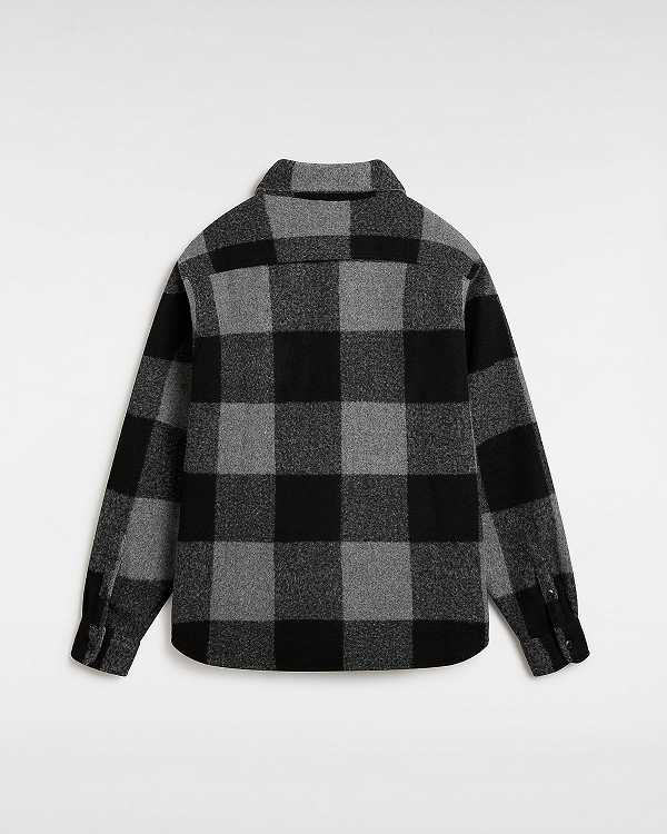Black Vans Denby Fuzzy Shacket Men Shirts | VN2093164