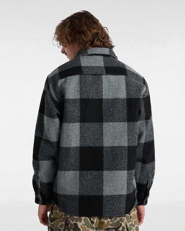 Black Vans Denby Fuzzy Shacket Men Shirts | VN2093164