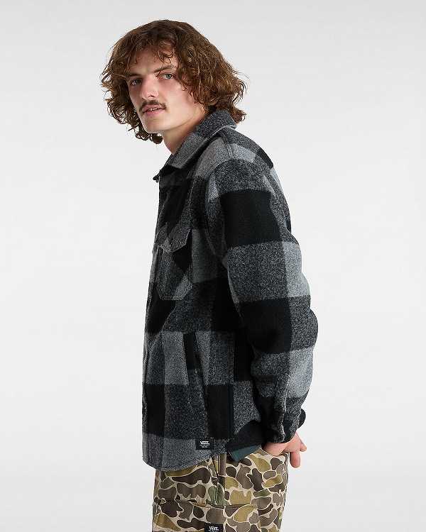 Black Vans Denby Fuzzy Shacket Men Shirts | VN2093164