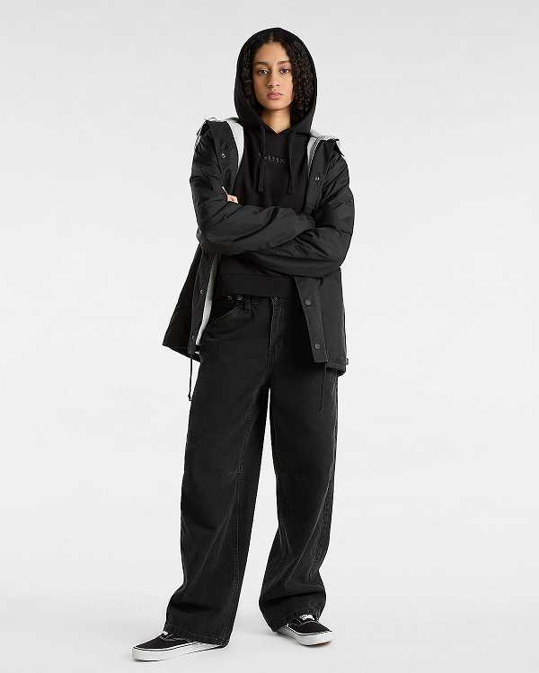 Black Vans Essential Relaxed Fit Women Hoodie | VN6281094