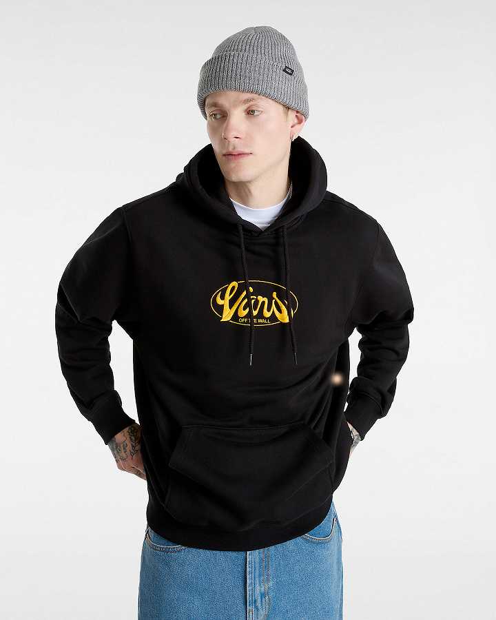 Black Vans Global Line Loose Men Hoodie | VN6087134