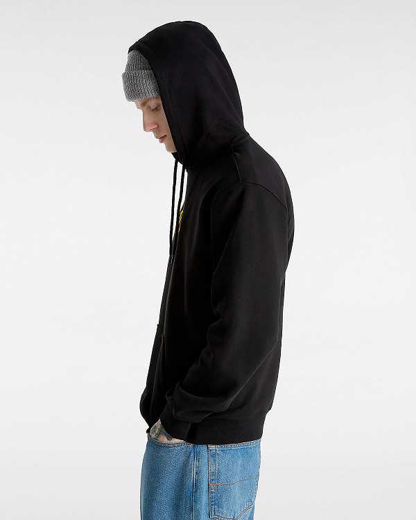 Black Vans Global Line Loose Men Hoodie | VN6087134