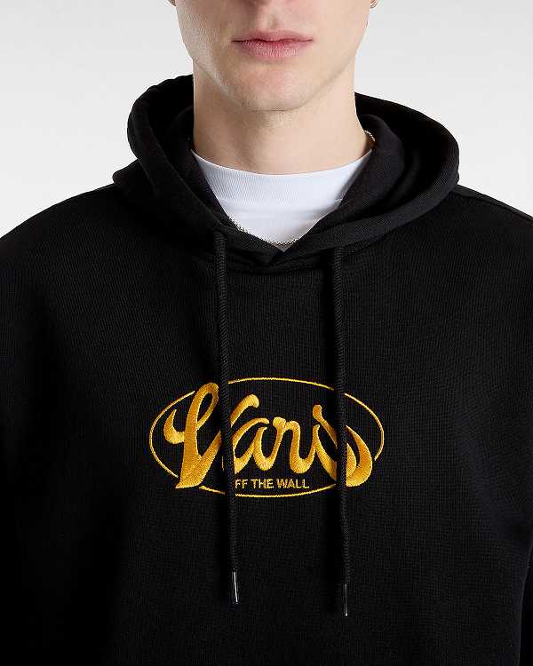 Black Vans Global Line Loose Men Hoodie | VN6087134