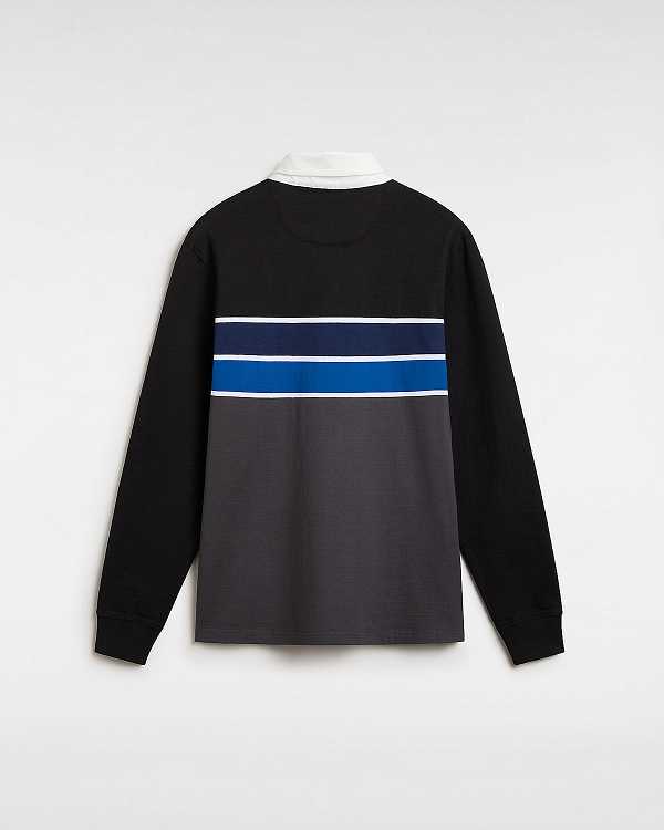 Black Vans Harrison Rugby Long Sleeve Knit Men Sweater | VN1039274