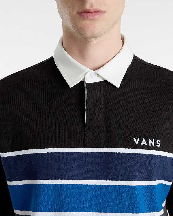 Black Vans Harrison Rugby Long Sleeve Knit Men Sweater | VN1039274
