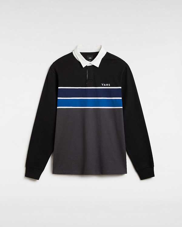 Black Vans Harrison Rugby Long Sleeve Knit Men Sweater | VN1039274