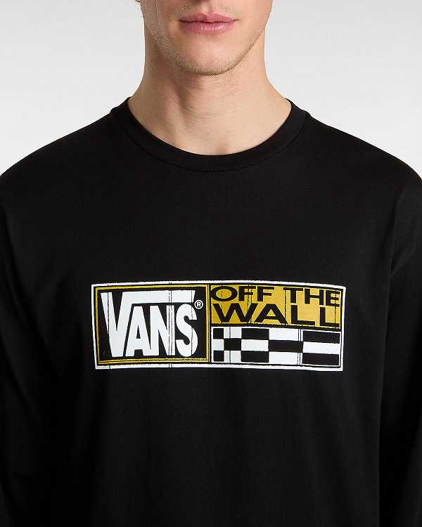 Black Vans Hi Stretch Long Sleeve Men T Shirts | VN9483105