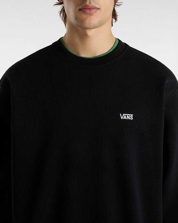 Black Vans Left Chest Embroidered Logo Men Sweatshirt | VN3986254