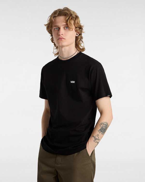 Black Vans Left Chest Logo Women T Shirts | VN3052694