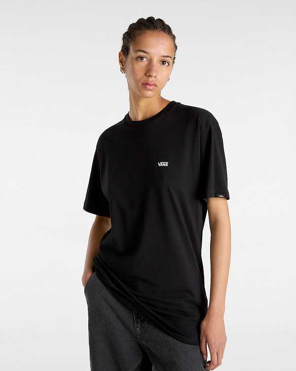 Black Vans Left Chest Logo Women T Shirts | VN3052694